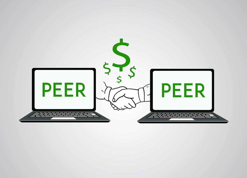 Réseau peer-to-peer représenté par une série de nœuds connectés entre eux